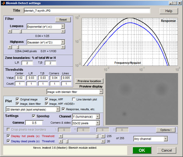 Imatest Studio- Light Falloff input dialog box