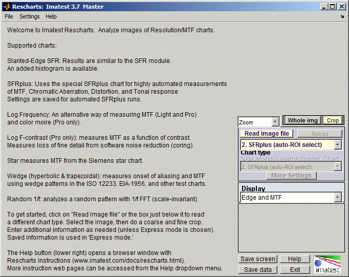 Rescharts startup window