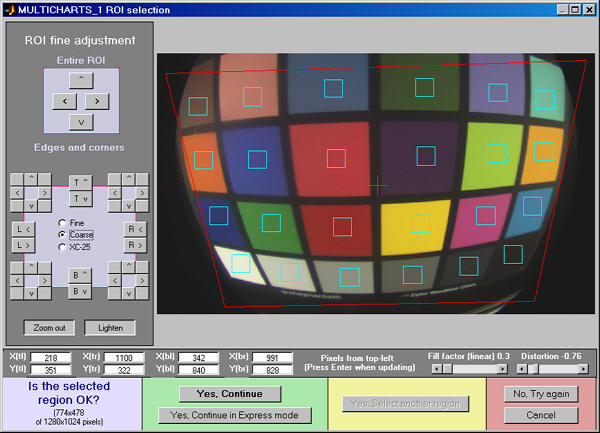 Cropping a highly distorted Colorchecker image