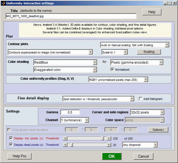 Imatest Studio- Light Falloff input dialog box