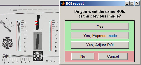 ROI repeat dialog box showing three selected regions