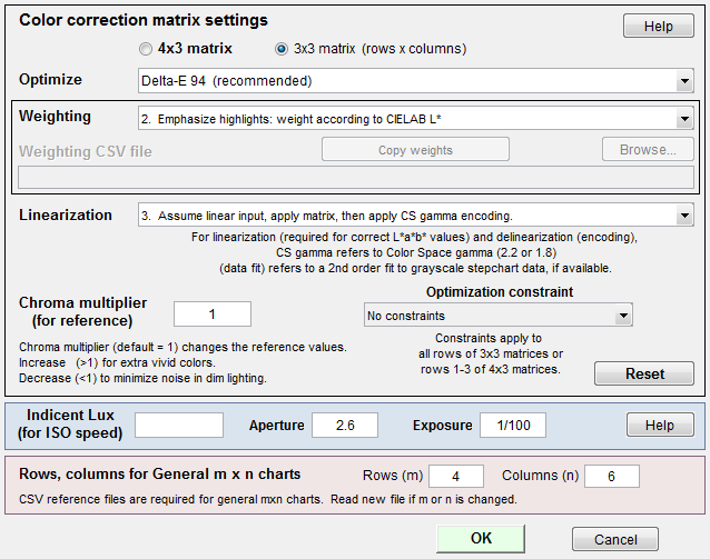 Color correction matrix imatest