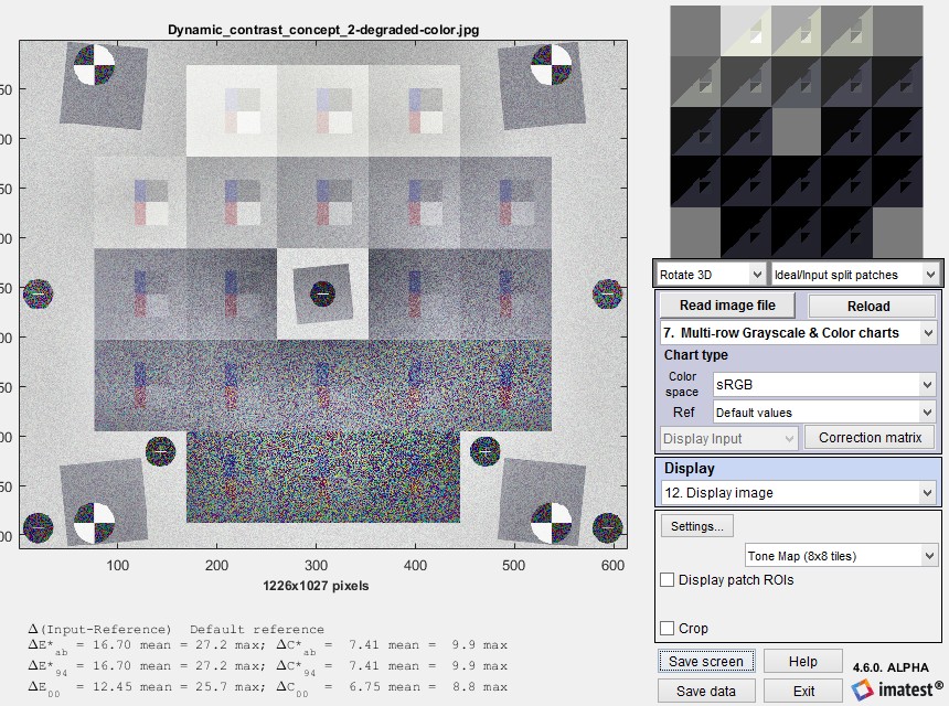 Contrast Resolution chart and analysis imatest