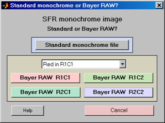 Bayer RAW dialog box
