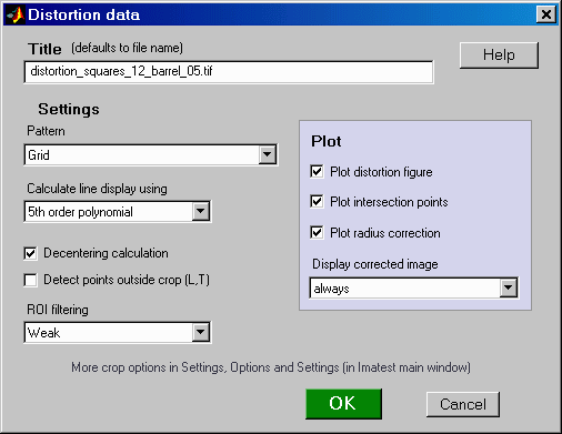 Distortion input dialog box