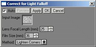 Picture Window Pro Light Falloff transformation dialog box