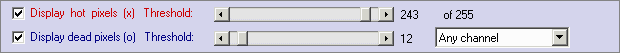 Hot & dead pixel dialog area