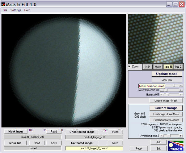 Maskfill window showing corrected image