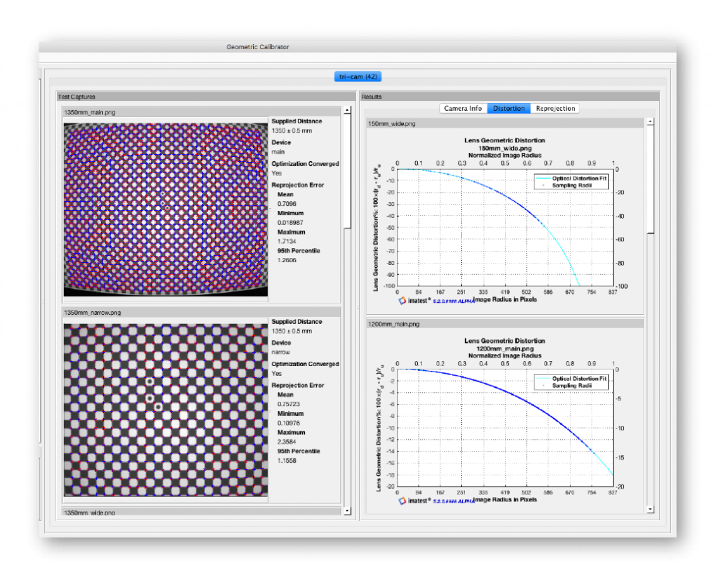 Imatest 5.1 - Geometric Calibration Screen