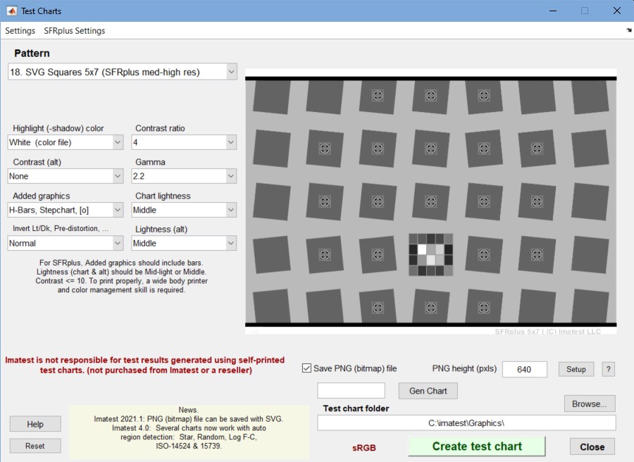 Dot Pattern Test Chart