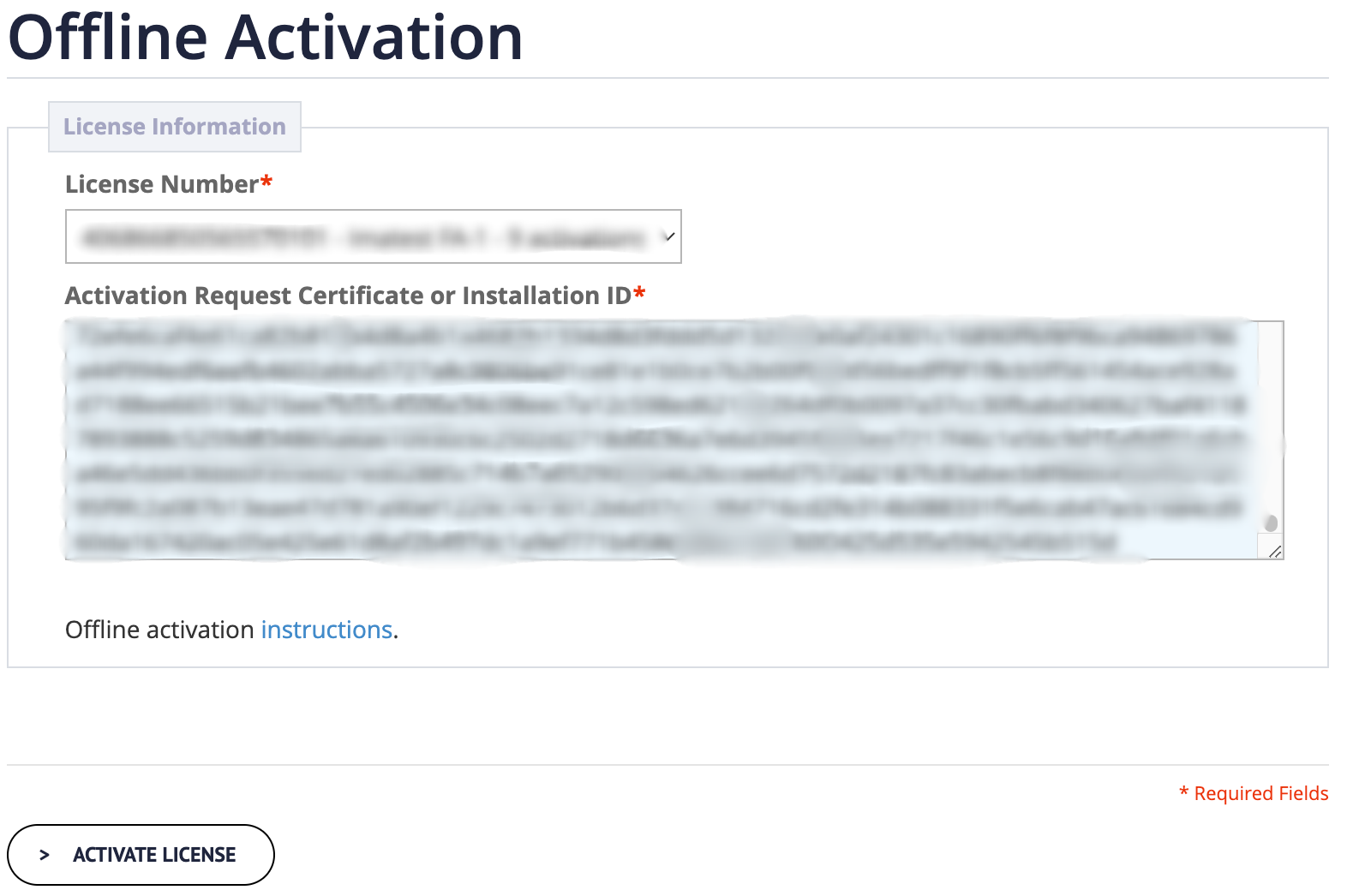 paste activation request certificate