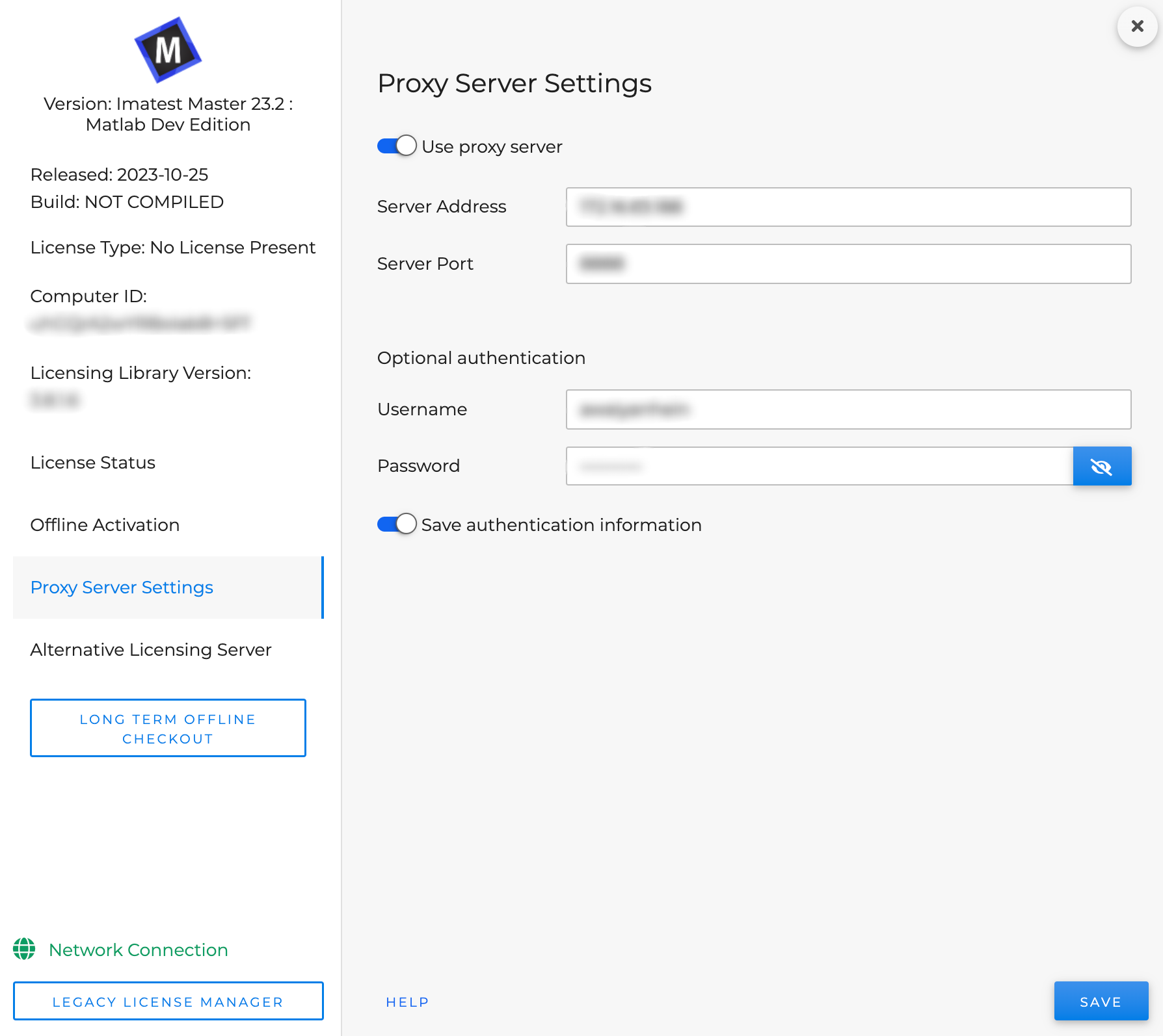 proxy server setting page