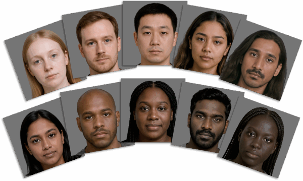 Diverse Skin Tone Face Targets (Set of 10)