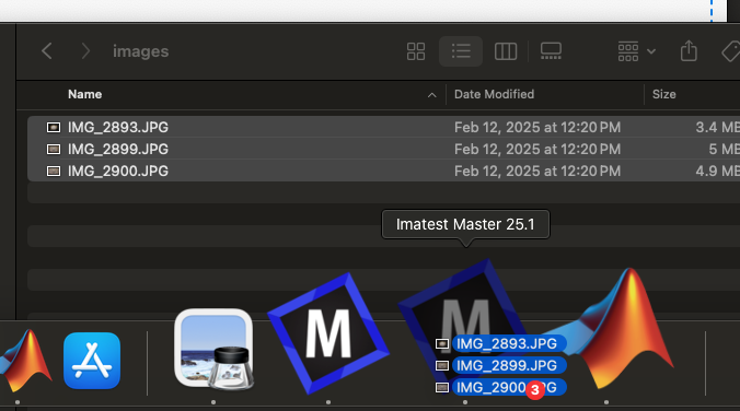 Open with Imatest using drag and drop on MacOS