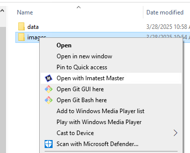 Open with Imatest for a directory on Windows 10
