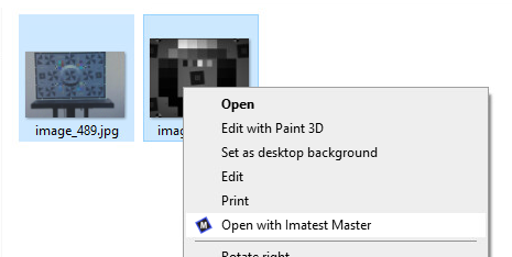 Open with Imatest for multiple files on Windows 10