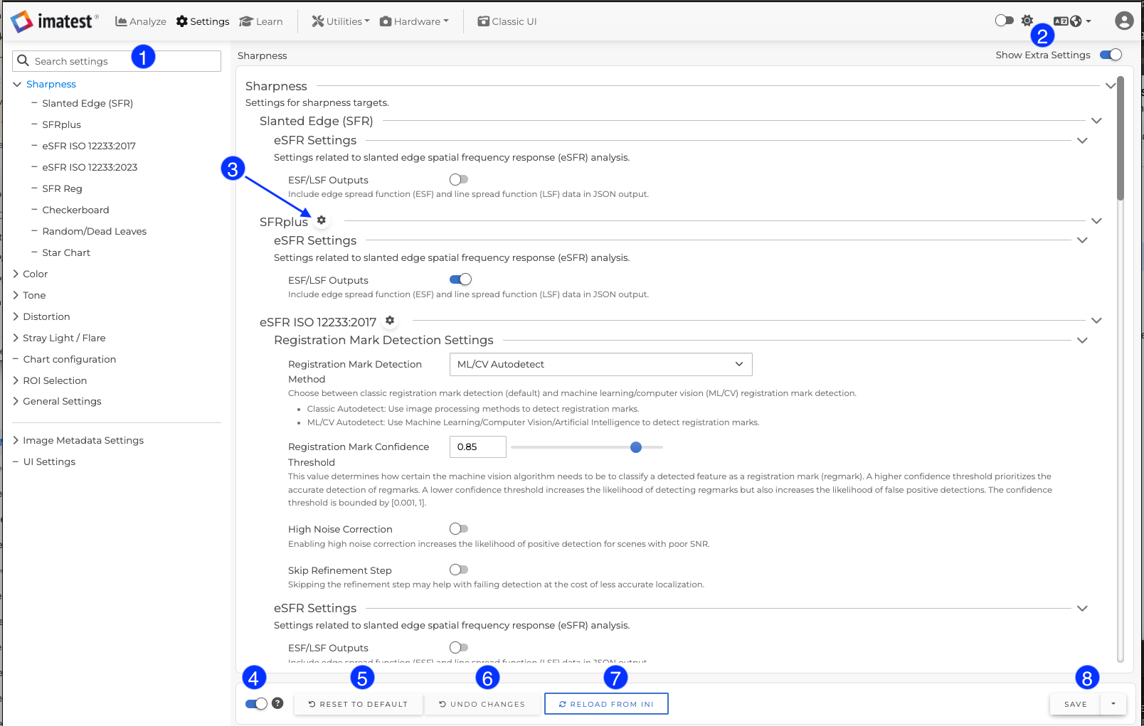 Settings Overview Imatest Master 25.1