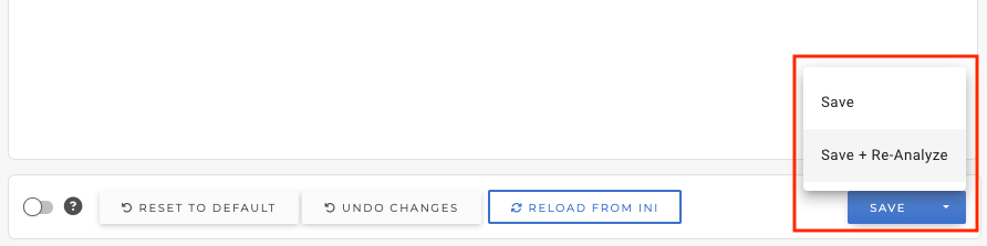Settings save and re-analyze 25.1