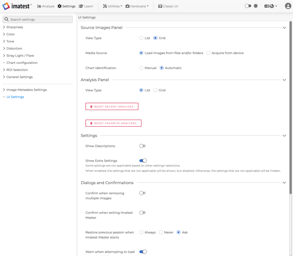 UI Settings