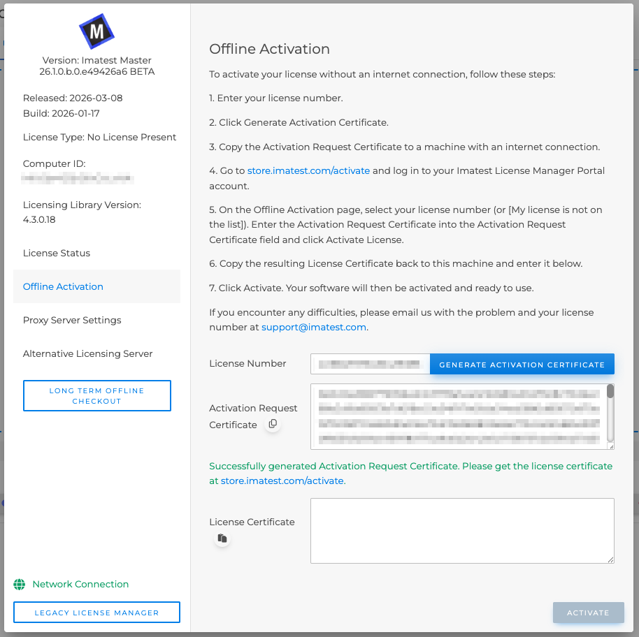 Offline Activation Generated Cert